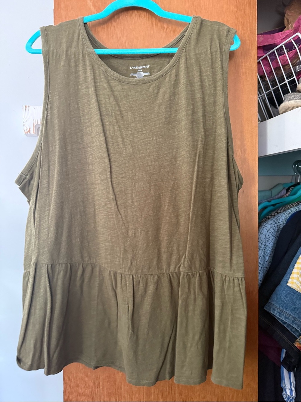 Lane Bryant Olive Green Sleeveless Peplum Tank